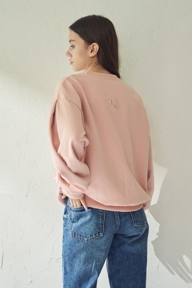 ﻿Volume Embroidery Sweatshirt _pink